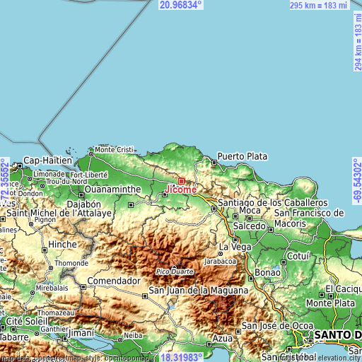 Topographic map of Jicomé
