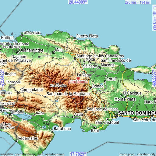 Topographic map of Jarabacoa