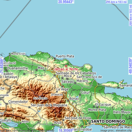 Topographic map of Jamao al Norte