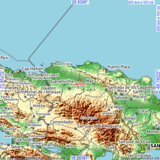 Topographic map of Jaibón