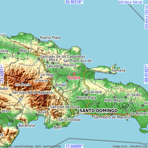 Topographic map of Hostos