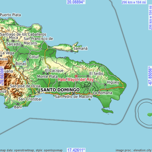 Topographic map of Hato Mayor del Rey