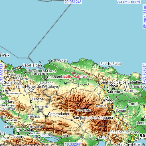 Topographic map of Hatillo Palma
