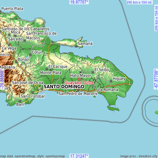 Topographic map of Guayabo Dulce