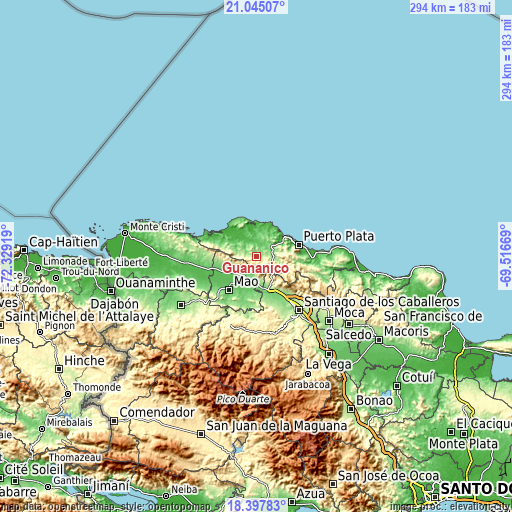 Topographic map of Guananico