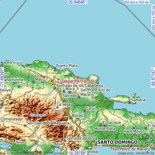 Topographic map of Gaspar Hernández