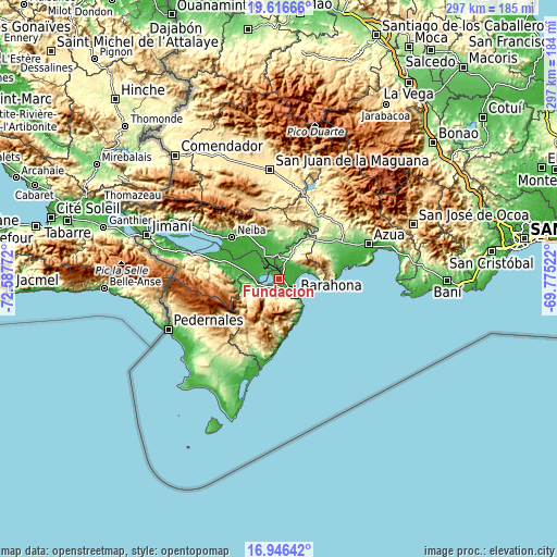 Topographic map of Fundación