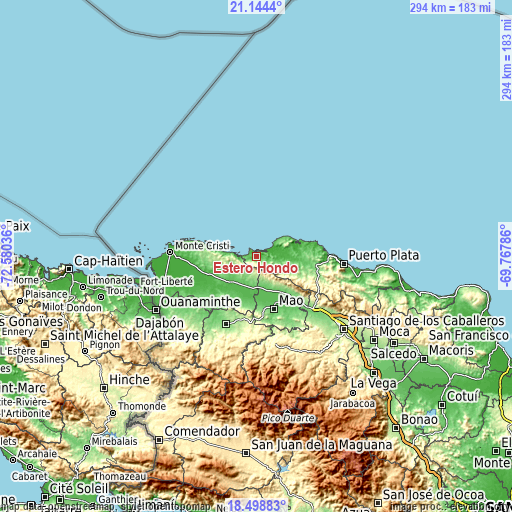 Topographic map of Estero Hondo