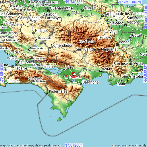 Topographic map of El Palmar