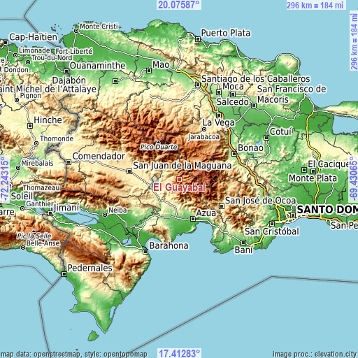Topographic map of El Guayabal