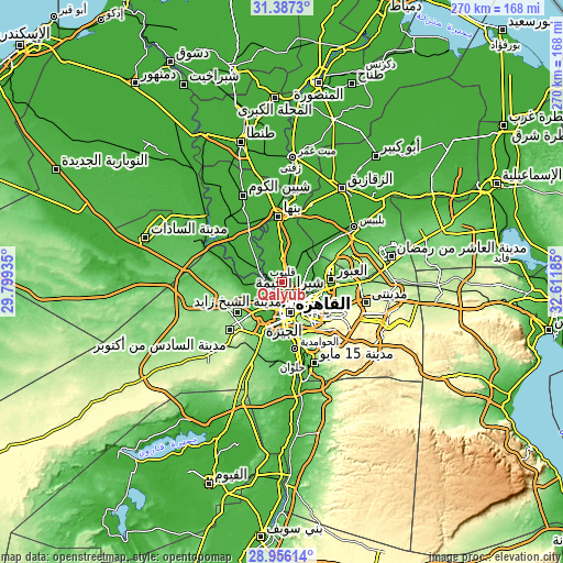 Topographic map of Qalyūb