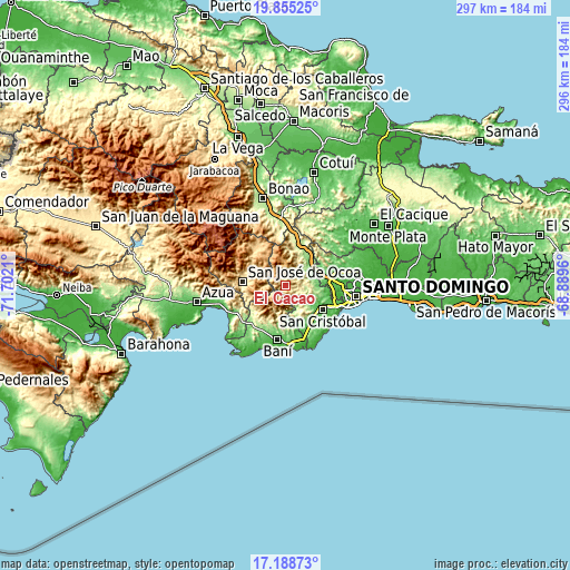 Topographic map of El Cacao