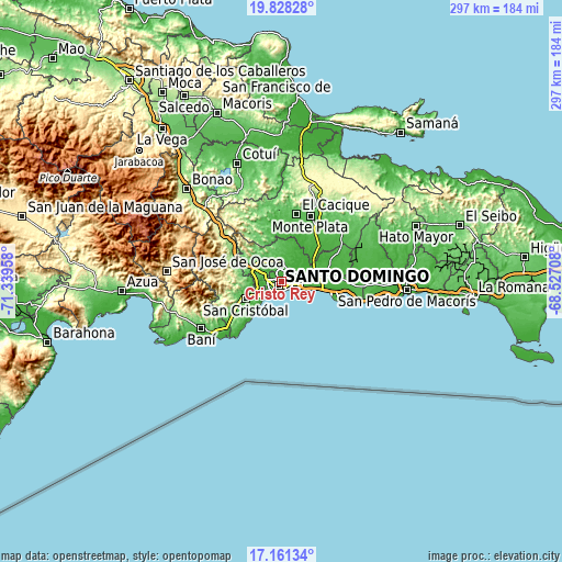 Topographic map of Cristo Rey