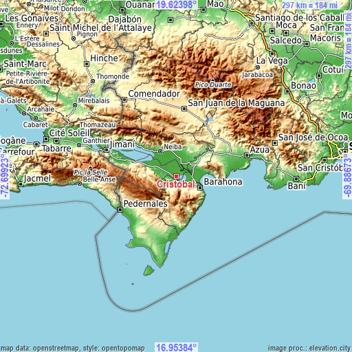 Topographic map of Cristóbal