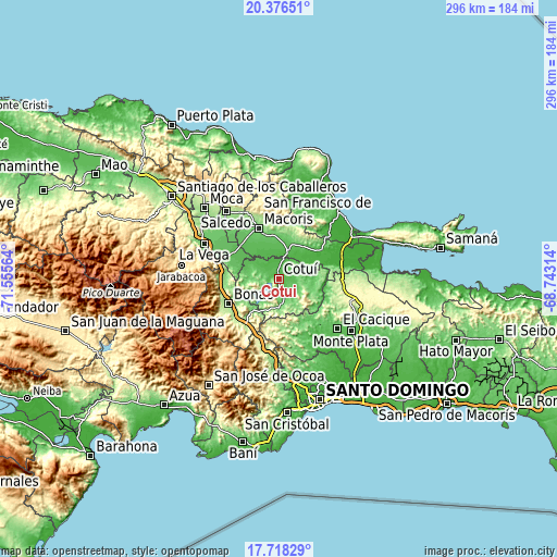 Topographic map of Cotuí