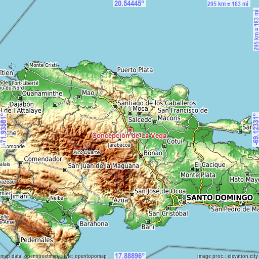 Topographic map of Concepción de La Vega