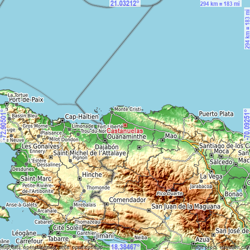 Topographic map of Castañuelas