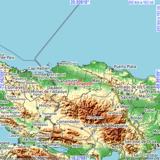 Topographic map of Cana Chapetón