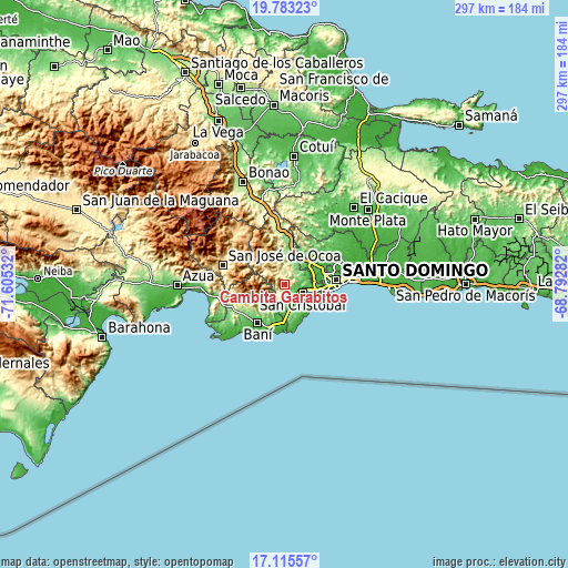 Topographic map of Cambita Garabitos