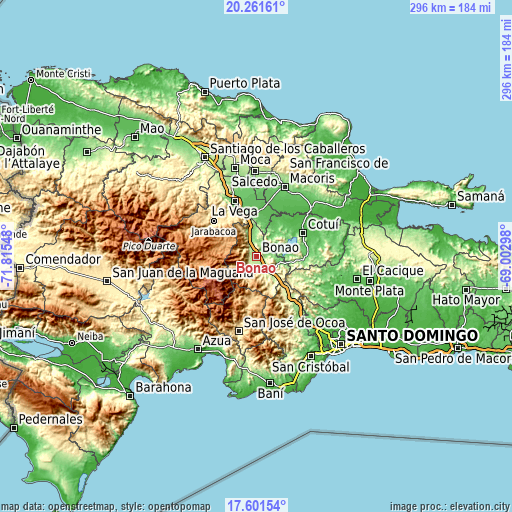 Topographic map of Bonao