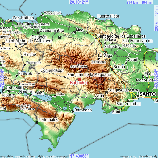Topographic map of Bohechío