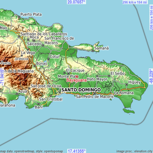 Topographic map of Bayaguana