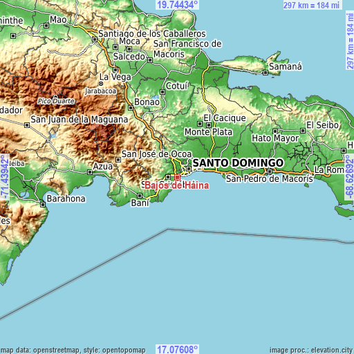 Topographic map of Bajos de Haina