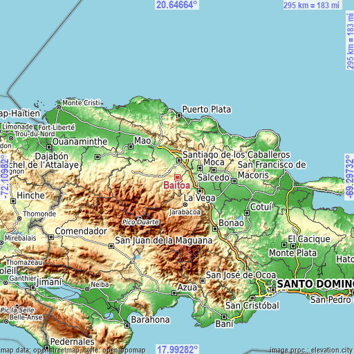 Topographic map of Baitoa