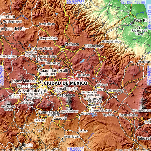 Topographic map of Zotoluca