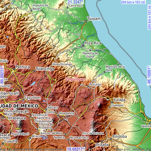 Topographic map of Zoquiopan