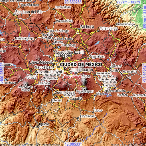 Topographic map of Zoquiapan