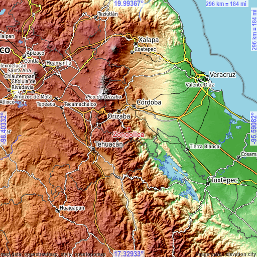 Topographic map of Zongolica