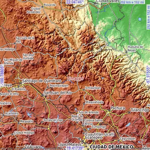 Topographic map of Zimapan