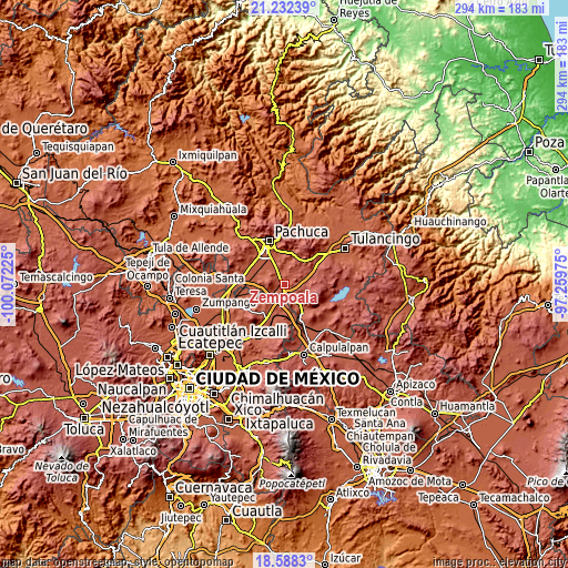 Topographic map of Zempoala