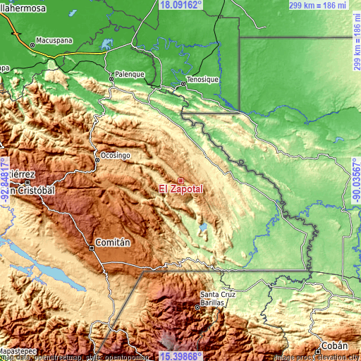 Topographic map of El Zapotal