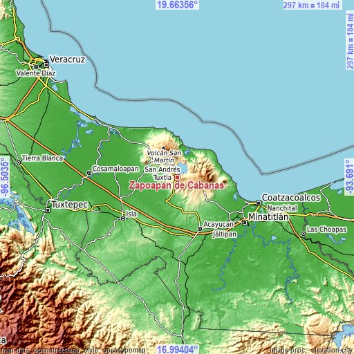 Topographic map of Zapoapan de Cabañas