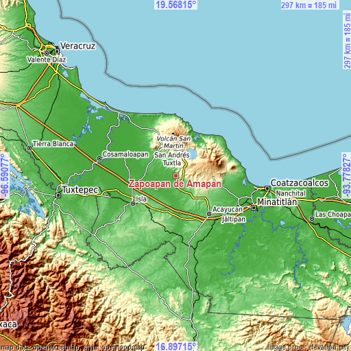 Topographic map of Zapoapan de Amapan