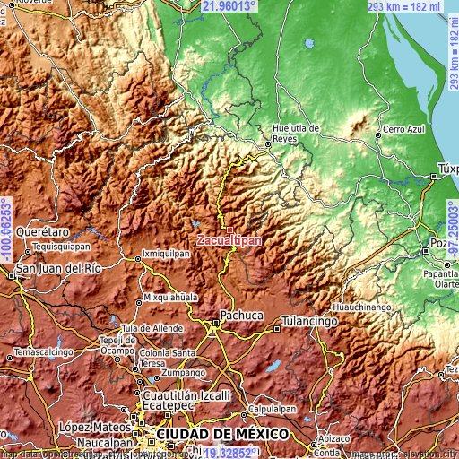 Topographic map of Zacualtipán