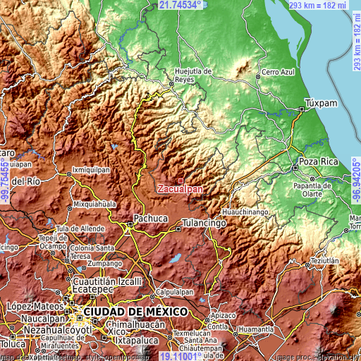 Topographic map of Zacualpan