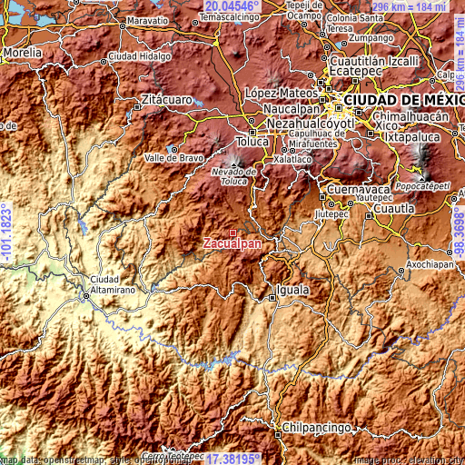 Topographic map of Zacualpan