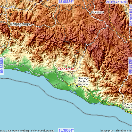 Topographic map of Zacoalpan