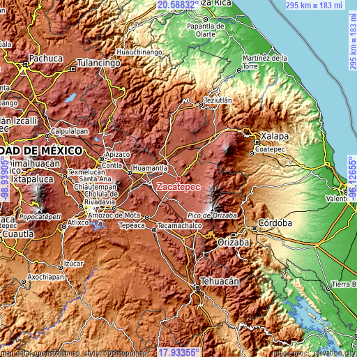 Topographic map of Zacatepec