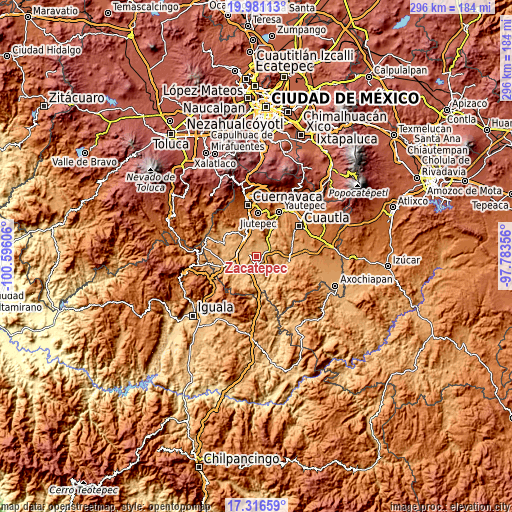 Topographic map of Zacatepec