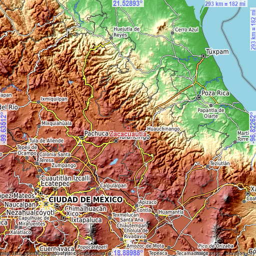 Topographic map of Zacacuautla