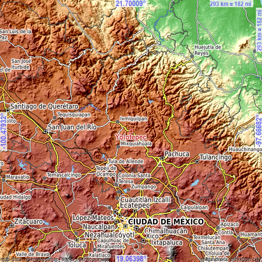 Topographic map of Yolotepec