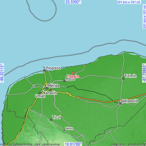 Topographic map of Yobain