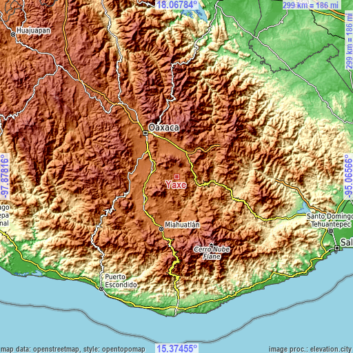 Topographic map of Yaxe