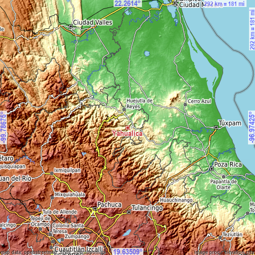 Topographic map of Yahualica