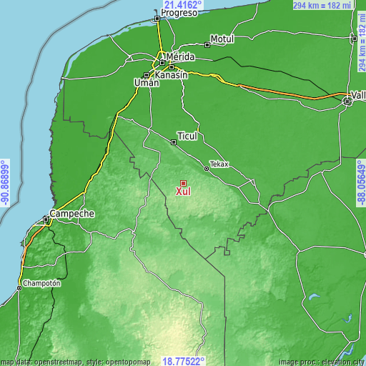 Topographic map of Xul