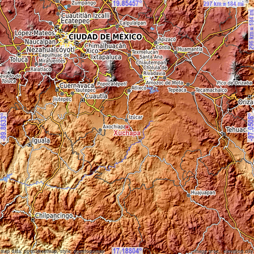 Topographic map of Xuchapa